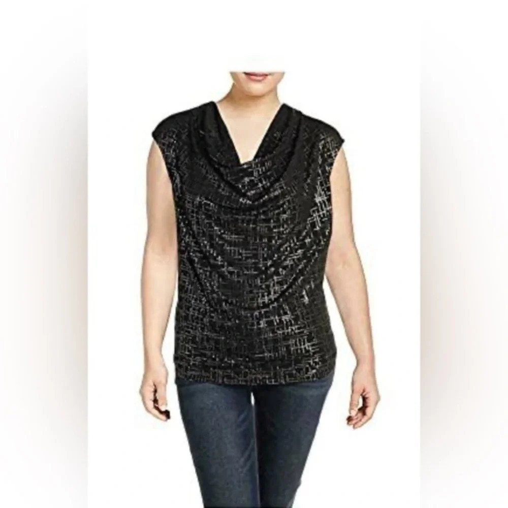 womens kenneth cole black swoop blouse size Small NWT